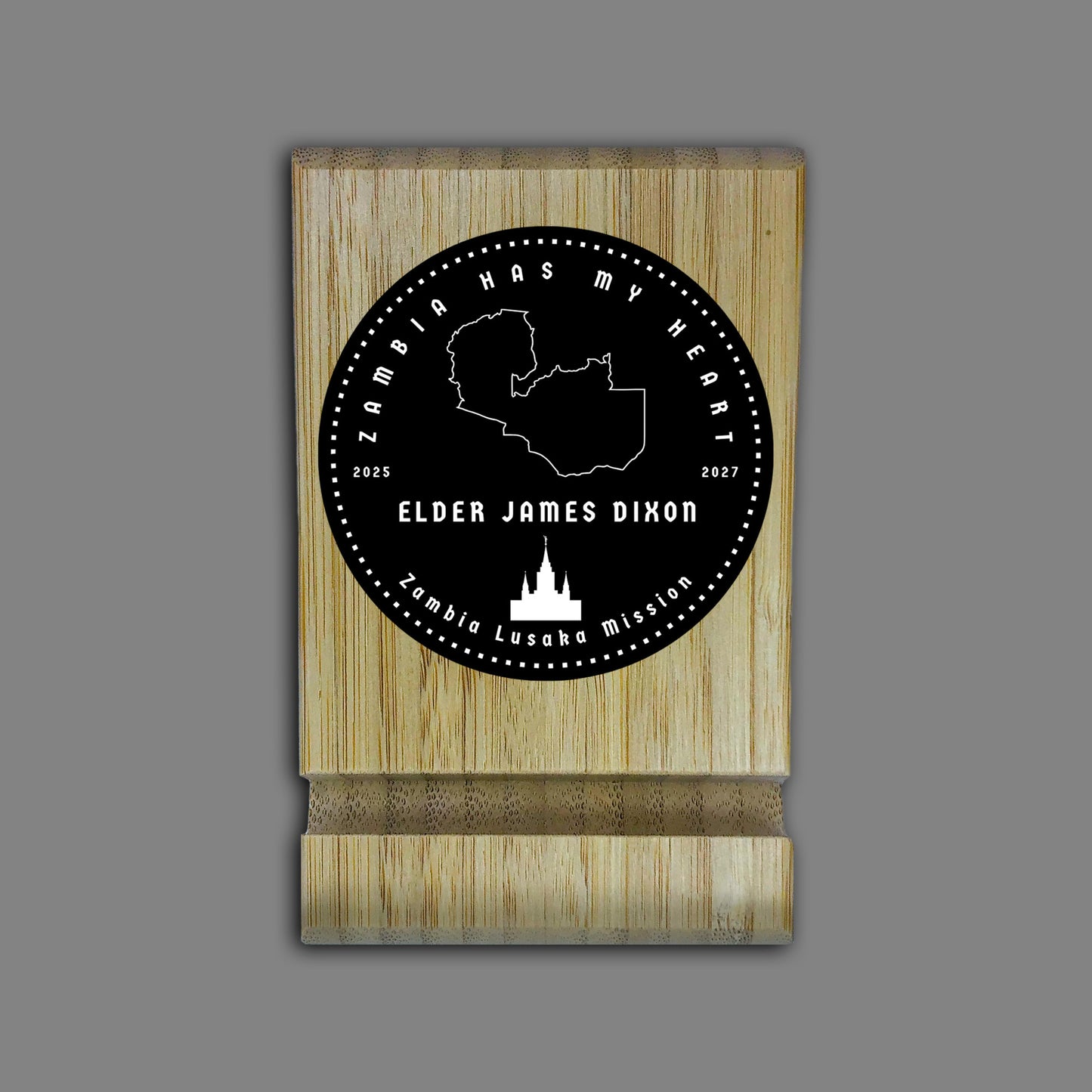 Personalized Bamboo Phone/Tablet Holder for LDS Missionaries