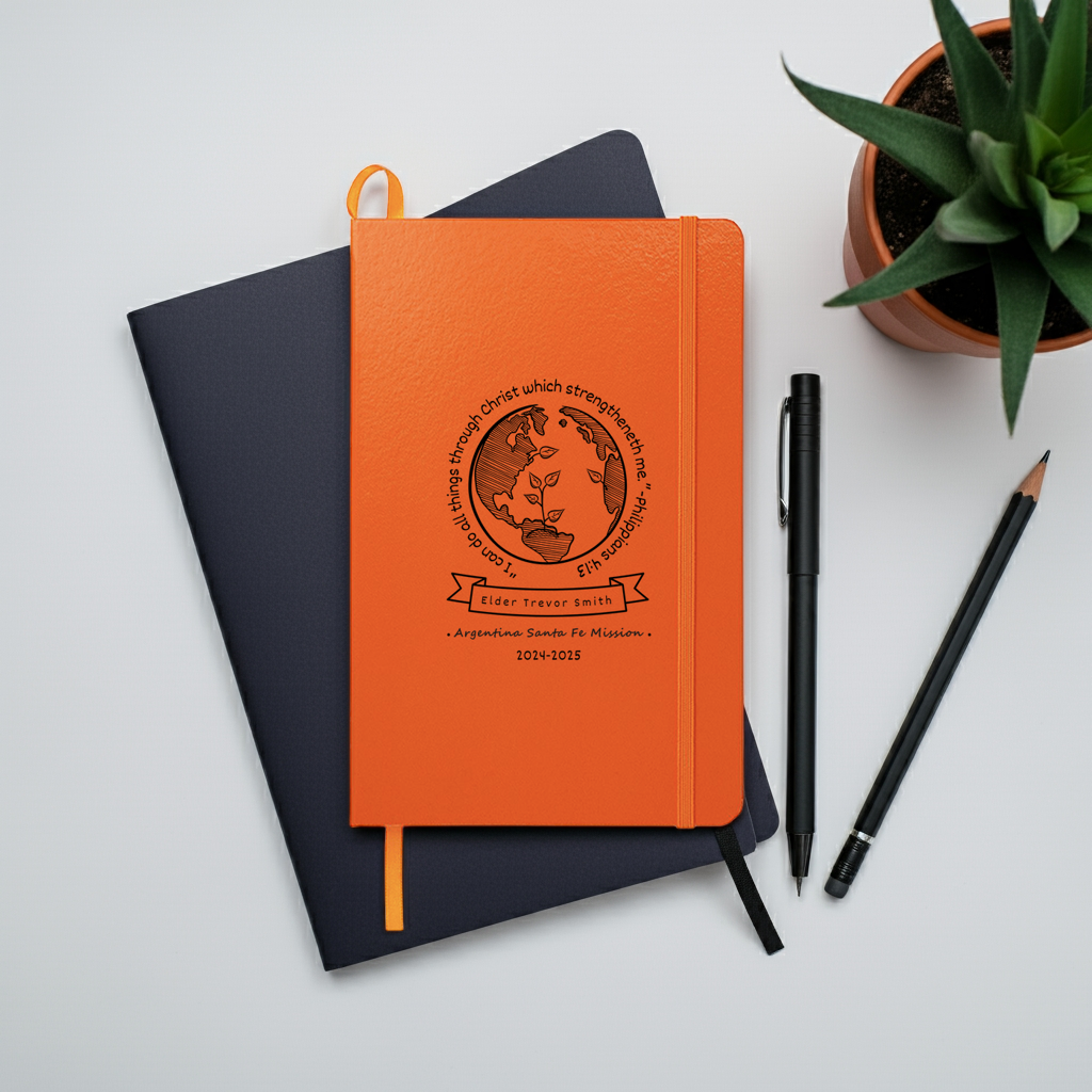 LDS Missionary Personalized Journal with Scripture, Name and Mission Area