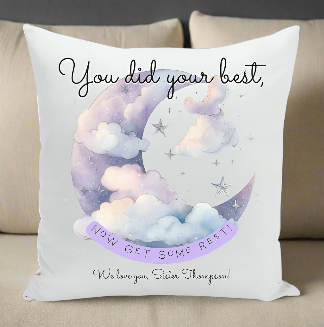 Personalized Sister Missionary Moon and Stars Gift Throw Pillow