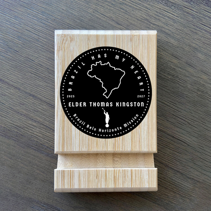 Personalized Bamboo Phone/Tablet Holder for LDS Missionaries