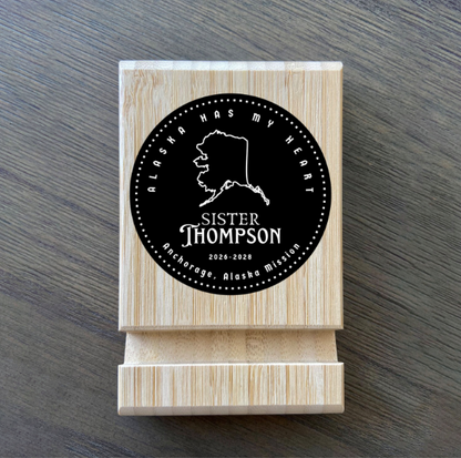 Personalized Bamboo Phone/Tablet Holder for Missionaries