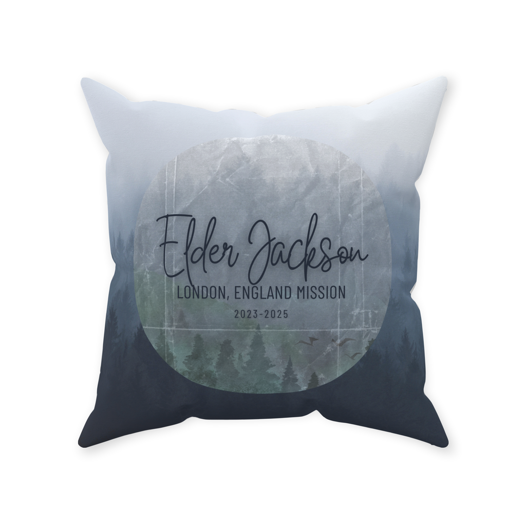 Personalized Missionary Mountain Scene Throw Pillows with Favorite Scripture