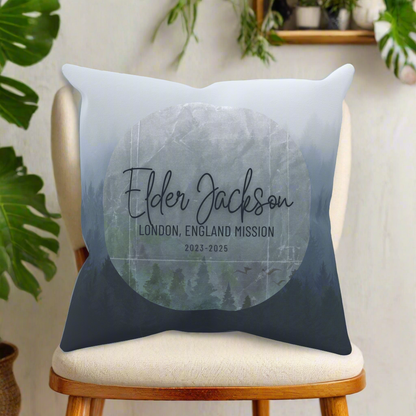 Personalized Missionary Mountain Scene Throw Pillows with Favorite Scripture