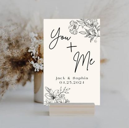 Personalized UV-Printed Sign 6"x10"--"You + Me" with Names and Anniversary Date