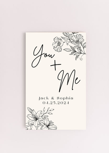 Personalized UV-Printed Sign 6"x10"--"You + Me" with Names and Anniversary Date