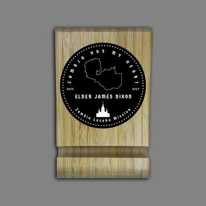 Personalized Bamboo Phone/Tablet Holder for LDS Missionaries