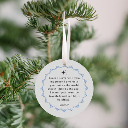 UV Printed Plastic Christmas Ornament, "My Peace I Leave With You"