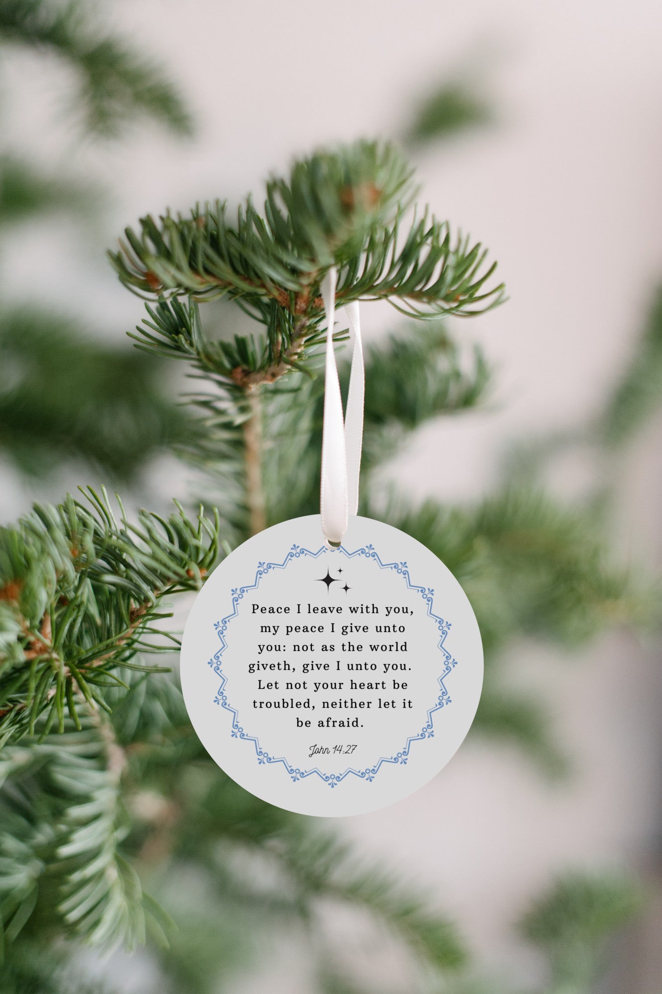 UV Printed Plastic Christmas Ornament, "My Peace I Leave With You"