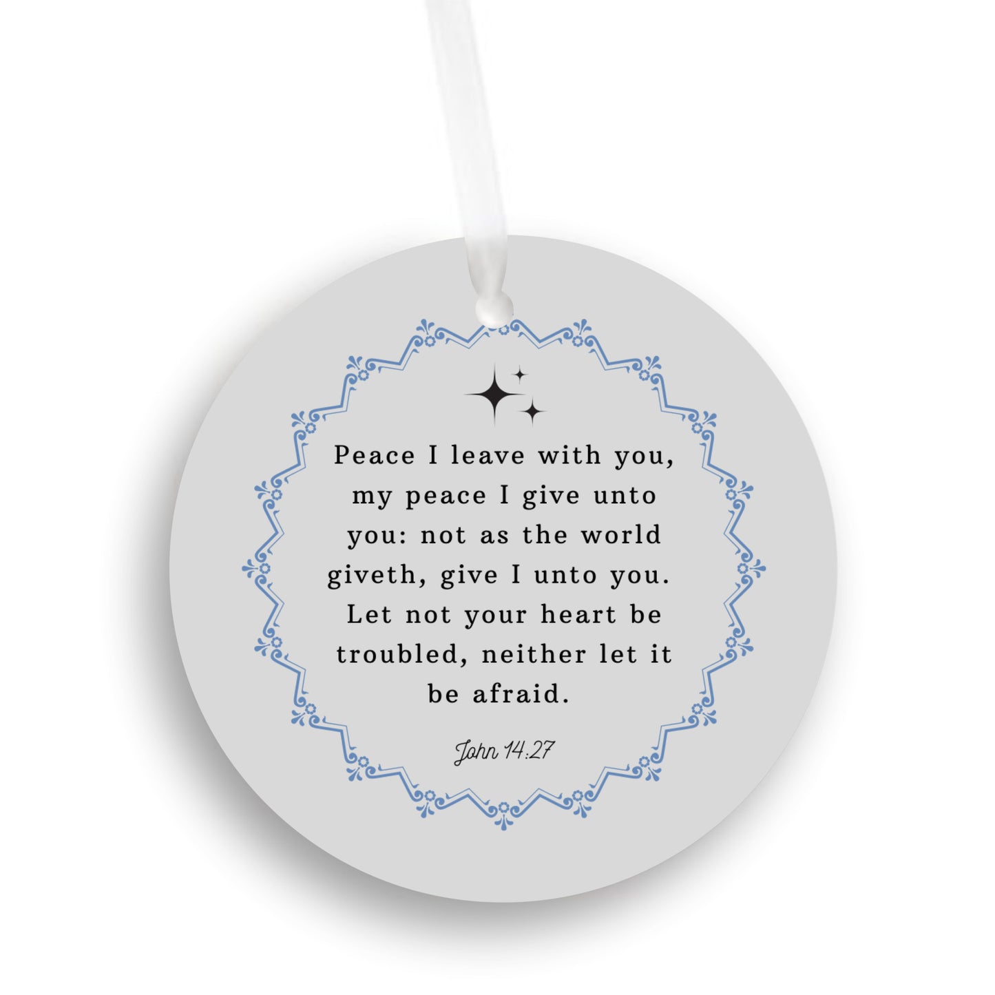 UV Printed Plastic Christmas Ornament, "My Peace I Leave With You"